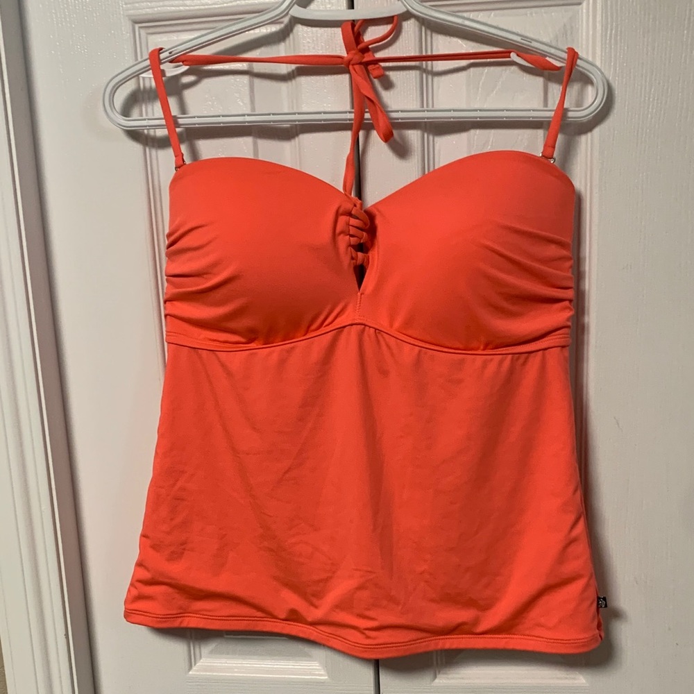 La Vie En Rose Vibrant Neon peach/pink Tankini swim Top